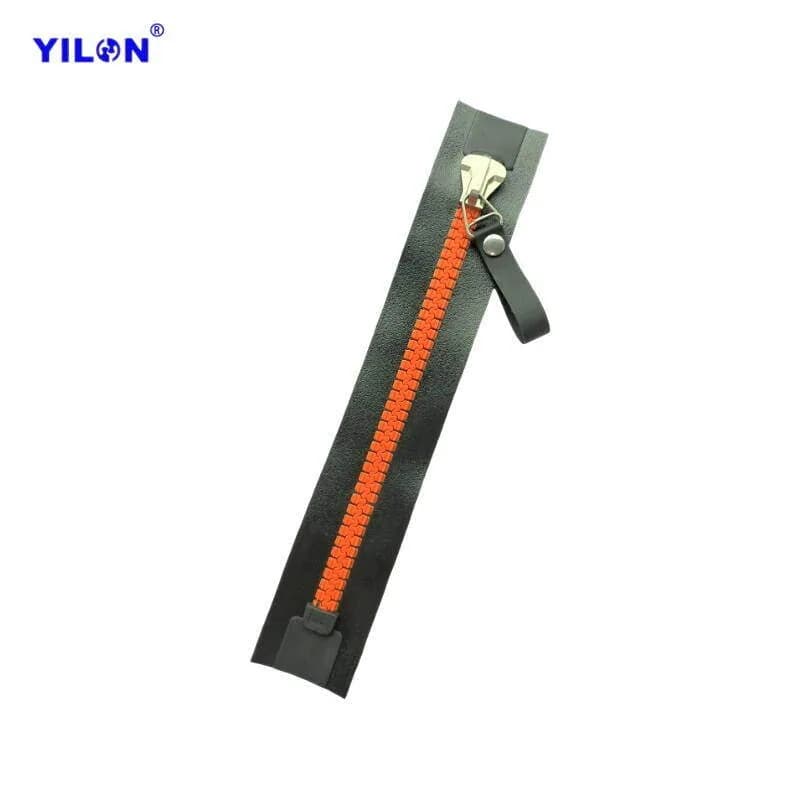#10 Resin Airtight Zipper — #10 Orange Fabric Pull Tab