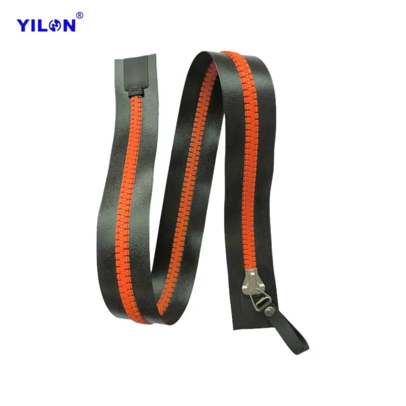 #10 Resin Airtight Zipper — #10 Orange Fabric Pull Tab Long